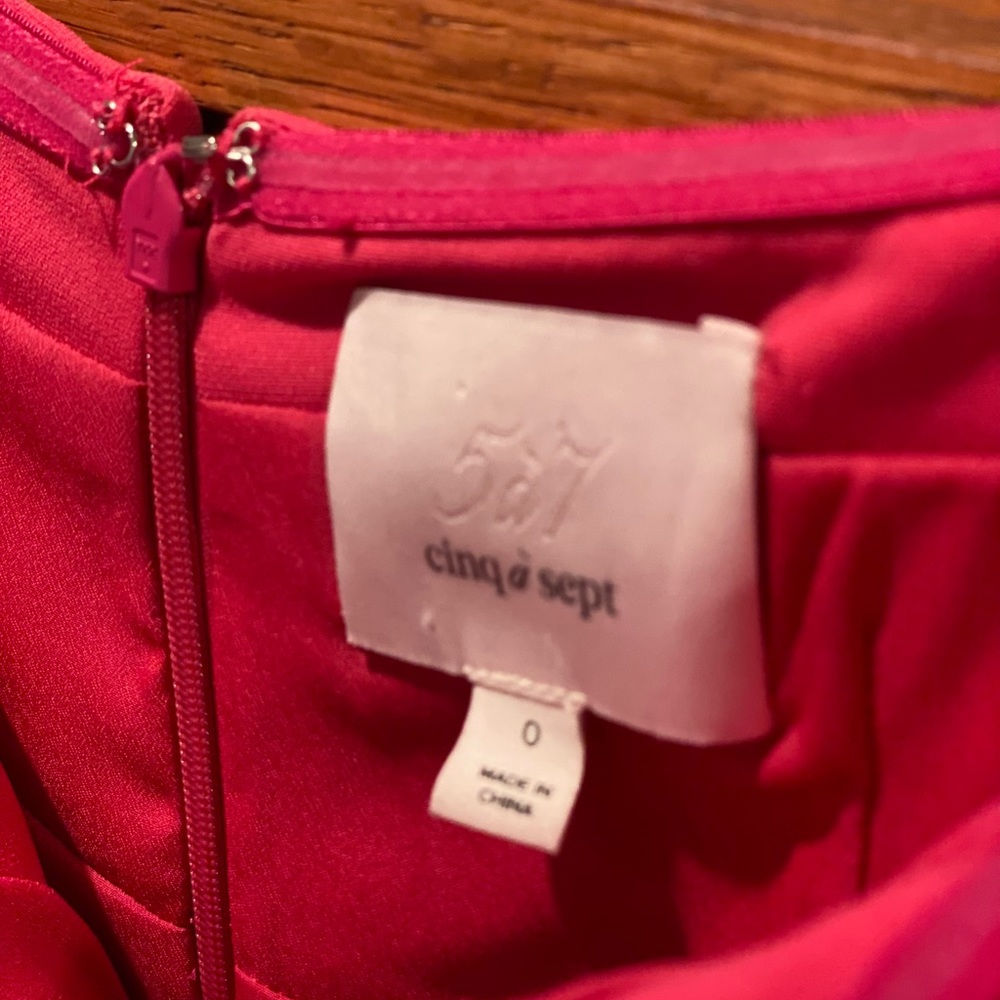 Cinq a Sept Luna dress. Strapless Gown. Hot Pink - Picture 4 of 6